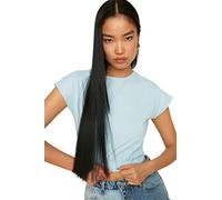 Trendyol Women Fitted Basic Crew Neck Knit Blouse Light Blue