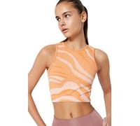 Trendyol Women Fitted Basic Crew Neck Woven Blouse,Orange,XS/S