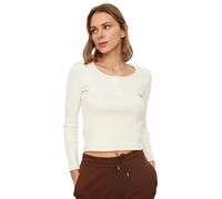 Trendyol Women Fitted Basic Square Collar Knit Blouse Ecru