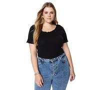 Trendyol Women Fitted Basic Square Collar Knit Plus Size Blouse,Black,2XL