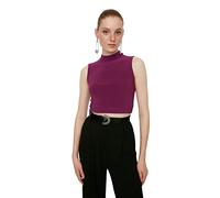 Trendyol Women Fitted Basic Standing Collar Knit Blouse Purple