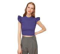 Trendyol Women Fitted Basic Standing Collar Knit Blouse Purple
