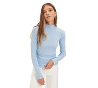 Trendyol Women Fitted Bodycon Turtleneck Knit Blouse Blau