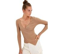 Trendyol Women Fitted Wrapover Cache-Coeur Knit Blouse