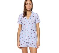 Trendyol Women Geometric pattern Button detailed Middle Woven Shirt-Short Pajama Set Blue