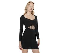 Trendyol Women Glam Mini Bodycon Fitted Knit Dress Black