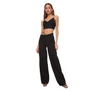 Trendyol Women Glam Normal Waist Straight Leg Wide Leg Trousers Schwarz