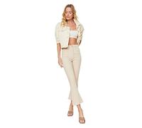 Trendyol Women High Waist Flare Leg Flare Jeans Stone