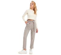 Trendyol Women High Waist Short Leg Carrot Pants Trousers Grau