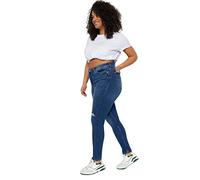 Trendyol Women's High Waist Skinny fit Plus Size Jeans Pants, Dark Blue, 16/Große n