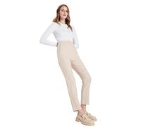 Trendyol Women High Waist Straight Leg Cigarette Pants Trousers Beige