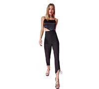 Trendyol Women High Waist Straight Leg Cigarette Pants Trousers Schwarz