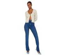 Trendyol Women High Waist Straight Leg Flare Jeans Dark Blue