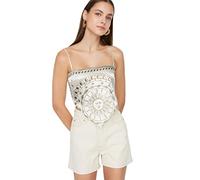 Trendyol Women High Waist Straight Leg Regular fit Shorts Ecru