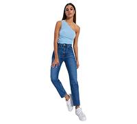 Trendyol Women High Waist Wide Leg Mom Jeans,Blue,32