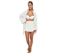 Trendyol Women High Waist Wide Leg Shorts,Ecru,42