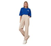 Trendyol Women High Waist Wide Leg Straight Trousers Stone