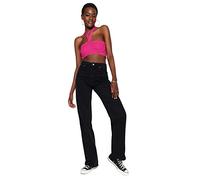 Trendyol Women High Waist Wide Leg Wide Leg Jeans,Black,32