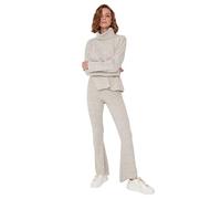Trendyol Women Loungewear Normal Waist Wide Leg Fitted Trousers Stone