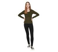 Trendyol Women Loungewear Regular fit Basic Crew Neck Knit Blouse Khaki