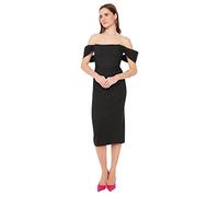 Trendyol Women Midi Bodycone Fitted Woven Dress Schwarz