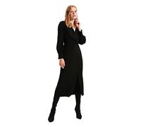 Trendyol Women Midi Wrapover Slim Woven Dress Schwarz