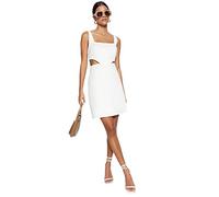Trendyol Women Mini A-line Relaxed fit Woven Dress,Ecru,40