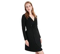 Trendyol Women Mini Wrapover Regular Knit Dress Black