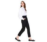 Trendyol Women Modest High Waist Straight Leg Fitted Modest Pants,Black,36