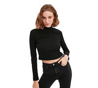 Trendyol Women More Sustainable Regular Basic Standing Collar Knit Blouse Black