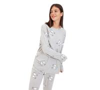 Trendyol Women Motto Medium Knitted T-shirt-Trousers Pajama Set Gray