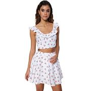 Trendyol Women Motto Ruffle Detailed Woven Two-Piece Set White