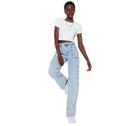 Trendyol Women Normal Waist Wide Leg Wide Leg Jeans,Light Blue,32