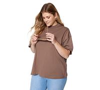 Trendyol Women Oversize Basic Crew Neck Knit Plus Size T-Shirt,Brown,2XL