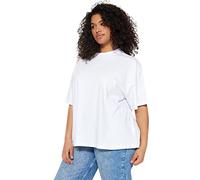 Trendyol Women Oversize Basic Crew Neck Knit Plus Size T-Shirt,White,2XL