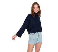 Trendyol Women Oversize Basic Standing Collar Knitwear Sweater Navy Blue