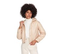 Trendyol Women Oversize Puffer Shirt Collar Woven Jacket Beige