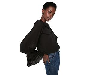 Trendyol Women Petite Regular Standard Shirt Collar Woven Shirt Black