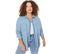 Trendyol Women Plus Size Fitted Basic Shirt Collar Denim Plus Size Shirt