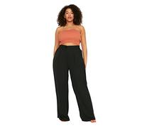 Trendyol Women Plus Size High Waist Wide Leg Wide Leg Plus Size Trousers,Black,44
