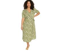 Trendyol Women Plus Size Midi Wrapover Regular Woven Plus Size Dress Multicolor