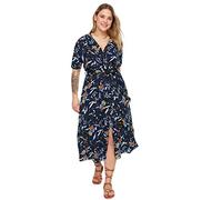 Trendyol Women Plus Size Midi Wrapover Regular Woven Plus Size Dress Navy Blue