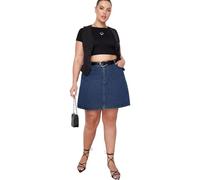 Trendyol Women Plus Size Mini A-line Skater Denim Plus Size Skirt