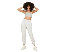 Trendyol Women Plus Size Normal Waist Elastic Cuff Loose Jogger Tracksuit Bottoms Grau