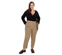 Trendyol Women Plus Size Normal Waist Straight Leg Carrot Pants Plus Size Trousers Grün