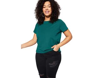 Trendyol Women Plus Size Regular fit Basic Crew Neck Knitted Plus Size T-Shirt Emerald