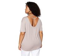Trendyol Women's Regular fit Basic V Neck Knit Plus Size T-Shirt, Mink, XXL