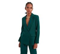 Trendyol Women Plus Size Regular fit Double-Breasted Crew Neck Woven Blazer Green