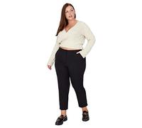 Trendyol Women Plus Size Regular Waist Straight Leg Carrot Pants Plus Size Trousers Schwarz