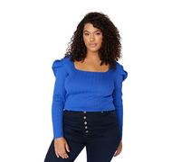Trendyol Women Plus Size Slim Bodycon Square Collar Knitwear Plus Size Blouse,Navy Blue,4XL